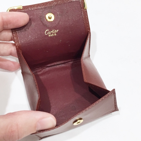 Cartier burgundy leather vintage folding snap pouch - Picture 7 of 10